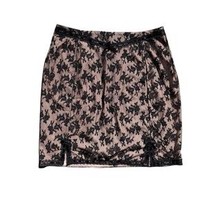 Vintage Saks Fifth Avenue Black Lace Nude Skirt